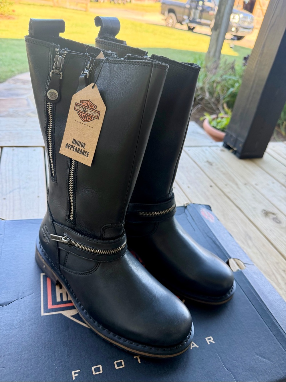 NEW Harley Davidson Women’s Sackett Black Leather Boots, 10 M